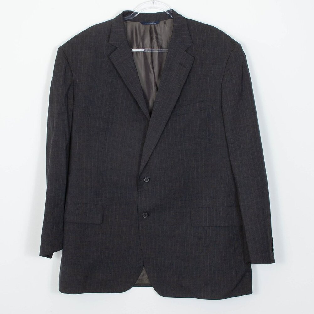 Brooks Brothers Brooksease Dark Gray Pinstriped Suit Jacket‎ Mens Size 50 Long